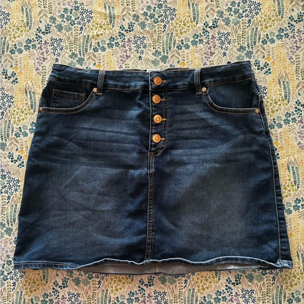 wonder nation Dark Blue Denim Button-Front  Skirt
